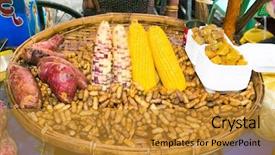  Presentation with street food - Amazing PPT layouts having peanut culture - asian cook prepares traditional steem backdrop and a gold colored foreground