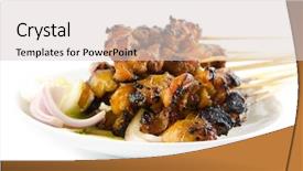  Presentation with food satay - PPT theme consisting of peanut culture - chicken satay traditional malay food background and a lemonade colored foreground