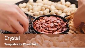  Presentation with snack - Presentation theme featuring peanut culture - hand taking snack from chinese background and a red colored foreground