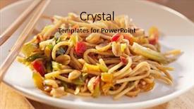  Presentation with thai culture - Presentation with peanut culture - spicy thai noodles with chopsticks background and a coral colored foreground