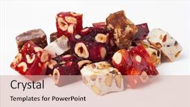  Presentation with turkish - Amazing theme having peanut culture - sweet turkish delights with nuts backdrop and a soft green colored foreground