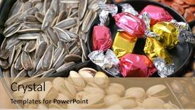  Presentation with chinese new year firecrackers - Audience pleasing slides consisting of peanut culture - traditional chinese new year snack backdrop and a coral colored foreground