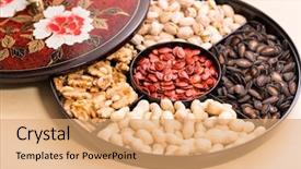  Presentation with chinese new year firecrackers - Beautiful theme featuring peanut culture - traditional chinese new year snack backdrop and a coral colored foreground