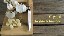  Presentation with close up garlic bulbs - Beautiful PPT theme featuring peaple - close-up of garlics rosemary backdrop and a  colored foreground