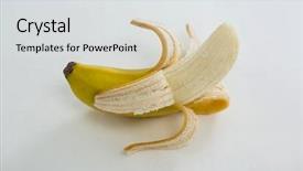  Presentation with plant tissue culture banana - Beautiful slides featuring peaple - close-up of pealed banana backdrop and a light gray colored foreground