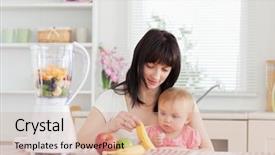  Presentation with cute baby - Presentation theme consisting of peaple - cute brunette woman showing background and a coral colored foreground