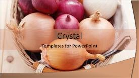  Presentation with green onions and bulb onion - Audience pleasing slide set consisting of peaple - few different onions - fruits backdrop and a  colored foreground