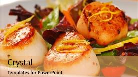  Presentation with sea - Presentation theme consisting of peaple - fresh seared sea scallops background and a yellow colored foreground