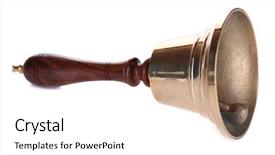  Presentation with white gold - Amazing PPT theme having peaple - gold retro school bell isolated backdrop and a white colored foreground