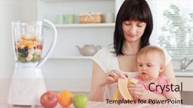  Presentation with baby in womb - Slides consisting of peaple - gorgeous brunette woman pealing background and a  colored foreground