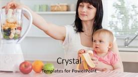  Presentation with man watching woman preparing vegetables - Beautiful presentation featuring peaple - gorgeous brunette woman putting vegetables backdrop and a coral colored foreground