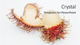  Presentation with fruit lychee - Audience pleasing theme consisting of peaple - rambutan isolated on white background backdrop and a sky blue colored foreground