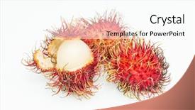  Presentation with fruit lychee - Cool new slides with peaple - rambutan isolated on white background backdrop and a cool aqua colored foreground