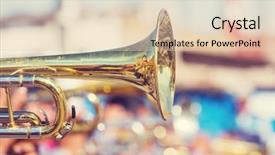  Presentation with trumpet - Cool new presentation theme with peaple - trumpet in street carnival backdrop and a lemonade colored foreground