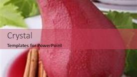  Presentation with pear - Cool new presentation theme with pear cooked with red wine backdrop and a red colored foreground