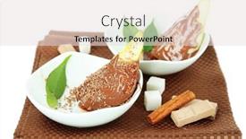 Presentation with pear - Cool new PPT layouts with pear-in-chocolate-in-bowls backdrop and a light gray colored foreground