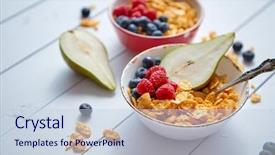  Presentation with blueberries - Audience pleasing presentation design consisting of pear in two ceramic bowl backdrop and a lemonade colored foreground