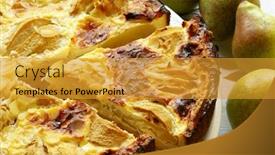  Presentation with pear - Audience pleasing PPT theme consisting of pear-pie backdrop and a gold colored foreground