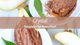  Presentation with pear - Beautiful PPT theme featuring bicycle hanging on bridge tied to railings over canal in amsterdam dark vignette effect backdrop and a dark gray colored foreground