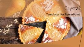  Presentation with pear - Amazing presentation design having pear-tart-with-almond-cream backdrop and a yellow colored foreground