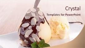  Presentation with chocolate ice cream - Slide deck consisting of helen - pear with chocolate sauce background and a lemonade colored foreground