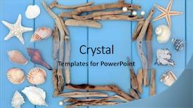  Presentation with sea shell - Audience pleasing presentation theme consisting of pearl border - sea shell collage and driftwood backdrop and a  colored foreground