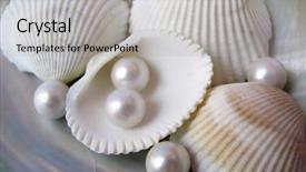  Presentation with treasure - PPT theme consisting of pearl border - treasure from the sea background and a light gray colored foreground