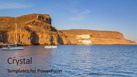 Presentation with artificial island construction - Amazing slides having pearl harbor - coastline of gran canaria island backdrop and a seafoam green colored foreground