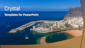  Presentation with coast - Cool new presentation theme with pearl harbor - puerto de mogan town backdrop and a  colored foreground