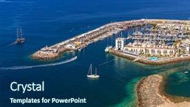  Presentation with coast - Beautiful PPT theme featuring pearl harbor - puerto de mogan town backdrop and a  colored foreground