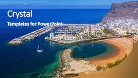  Presentation with festival china town - Slides enhanced with pearl harbor - puerto de mogan town background and a cobalt blue colored foreground