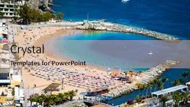  Presentation with puerto rico spanish fort - Beautiful PPT theme featuring pearl harbor - puerto de mogan town backdrop and a soft green colored foreground