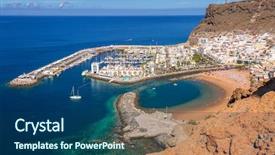 Presentation with coast - Beautiful theme featuring pearl harbor - puerto de mogan town backdrop and a ocean colored foreground