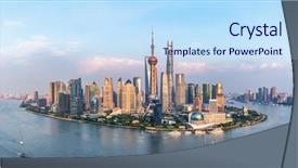  Presentation with pearl harbor - Slide deck having pearl harbor - spectacular views of the bund background and a sky blue colored foreground