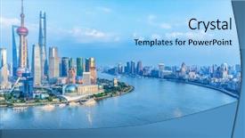  Presentation with china fmcg - PPT theme having pearl harbor - spectacular views of the bund background and a light blue colored foreground