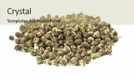  Presentation with isolated fall oak leaf - Cool new theme with pearl herbal - oolong leaves rolled into balls backdrop and a  colored foreground