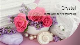  Presentation with lilac flower - Cool new PPT theme with pearl herbal - spa accessories with rose backdrop and a  colored foreground