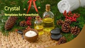  Presentation with woven - Slides consisting of pearl herbal - spa treatment with christmas decorations background and a tawny brown colored foreground