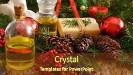  Presentation with woven - PPT layouts with pearl herbal - spa treatment with christmas decorations background and a tawny brown colored foreground