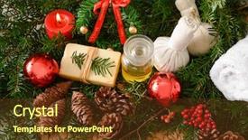  Presentation with woven - Slide deck featuring pearl herbal - spa treatment with christmas decorations background and a  colored foreground