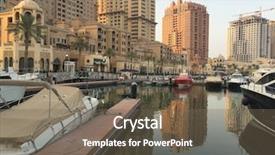  Presentation with qatar - Audience pleasing theme consisting of harbour view at the pearl backdrop and a violet colored foreground