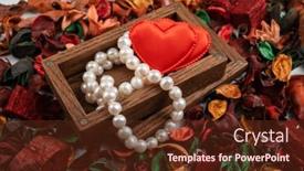  Presentation with valentines day - Slide set having pearl-jewelry-with-red-hearts background and a tawny brown colored foreground