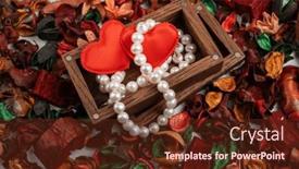  Presentation with pearl - Presentation theme enhanced with pearl-jewelry-with-red-hearts background and a tawny brown colored foreground