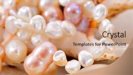 Presentation with seashell - Audience pleasing PPT theme consisting of pearl necklace and seashell over stones backdrop and a coral colored foreground