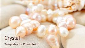  Presentation with seashell - Amazing PPT theme having pearl necklace and seashell over stones backdrop and a lemonade colored foreground