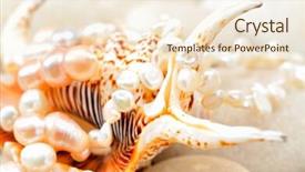  Presentation with seashell - Cool new presentation theme with pearl necklace and seashell over stones backdrop and a cream colored foreground