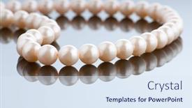  Presentation with pearl - Colorful presentation theme enhanced with pearl necklace in fashion and beauty concept backdrop and a sky blue colored foreground