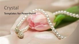  Presentation with pink pearl - Slides enhanced with pearl-necklace-on-pink-tulip background and a soft green colored foreground