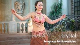  Presentation with arabic woman - Beautiful presentation theme featuring pearls is dancing arabic dance backdrop and a  colored foreground
