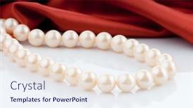 Presentation with pearls - PPT layouts consisting of pearls necklace on satin background background and a sky blue colored foreground